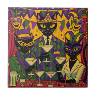 Azulejo Retro Futurista Club de Martini del Gato Negro de