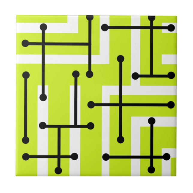 Azulejo Retro Geometric Art Maze Chartreuse (Frente)