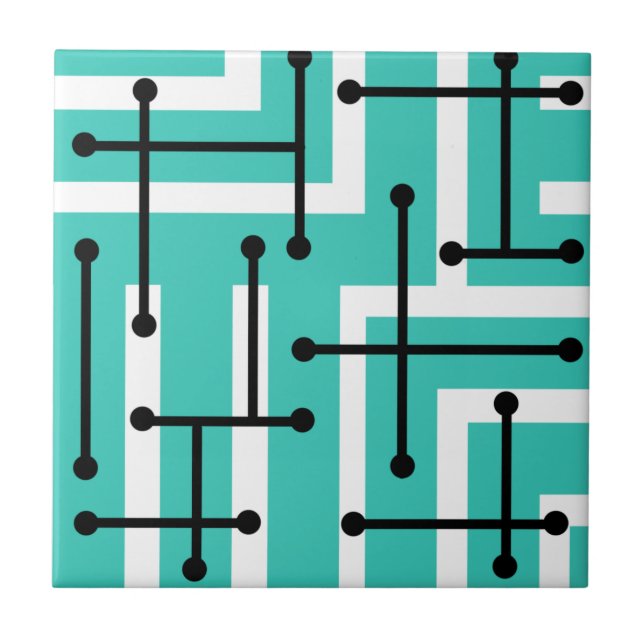 Azulejo Retro Geométrico Art Maze Turquoise (Frente)