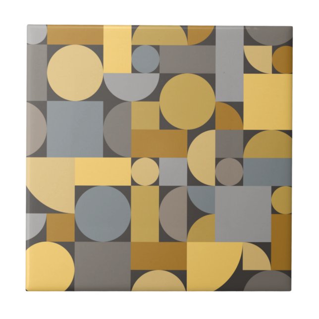 Azulejo Retro Geométrico Arte Gris Amarillo (Frente)