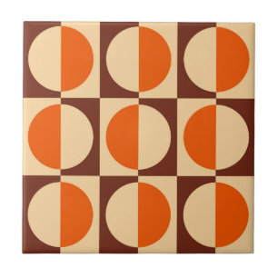 Azulejo Retro Geométrico Media cuadrada y patrón de círcul
