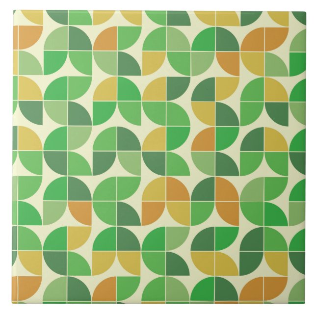 Azulejo Retro Geométrico Mediados de Siglo Verde Naranja  (Frente)
