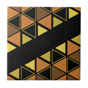 Azulejo Retro Geométrico Triángulos Naranja Amarillo
