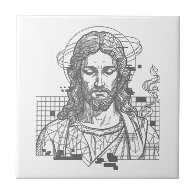Azulejo Retro Grid Jesús Rey de Reyes Apocalipsis 19:16 (Frente)