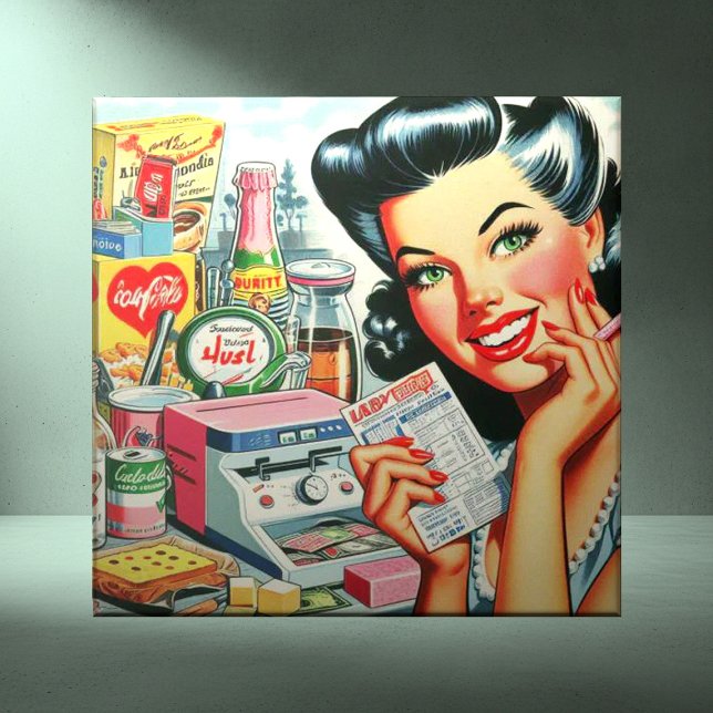 Azulejo Retro Kitsch Hermoso Chica Vintage (Subido por el creador)