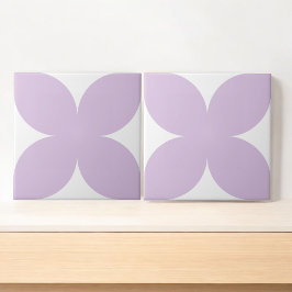 Azulejo Retro Lilac Floral Petal Mid Century Moderno