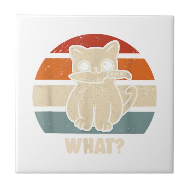 Azulejo Retro Lo Que El Cuchillo De Gato Meve Gatos Kitty  (Frente)