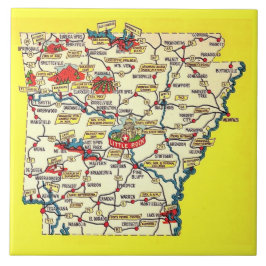 Azulejo Retro Map of  Arkansas Ceramic Tile