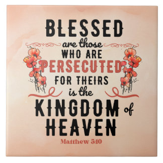 Azulejo Retro Matthew 5:10 Poppies Watercolor