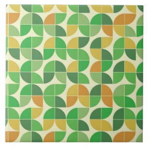 Azulejo Retro mediados de siglo Geométrico floral verd