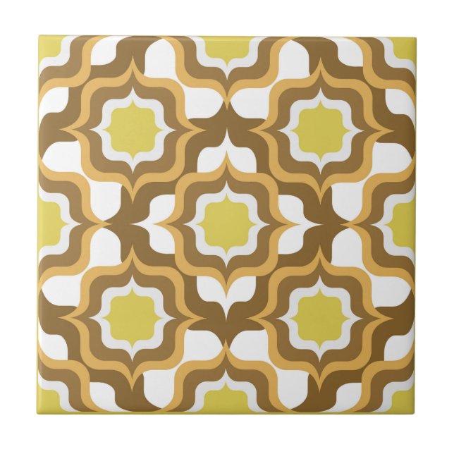 Azulejo Retro Mediterráneo Amarillo Marrón Blanco (Frente)