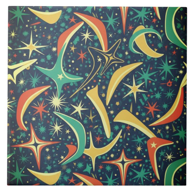 Azulejo Retro Mid-Century Atomic Starburst All-Over Patter (Frente)