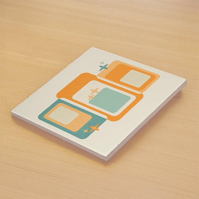 Azulejo Retro Mid Century Geométrico Resumen Naranja Verde (Subido por el creador)