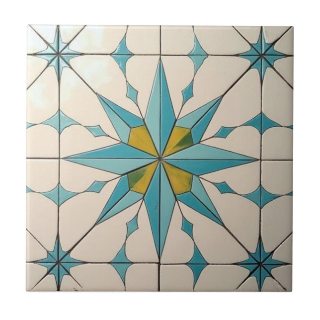 Azulejo Retro Mid Century Modern Atomic Geometric Pattern (Frente)