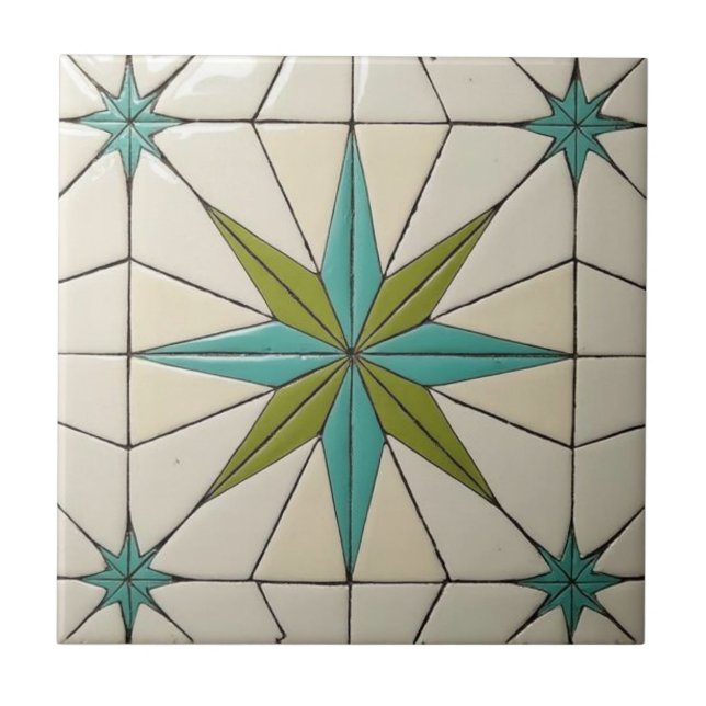 Azulejo Retro Mid Century Modern Atomic Geometric Pattern (Frente)