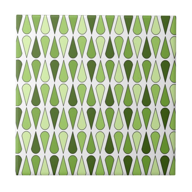 Azulejo Retro Midcentury Teardrops Chartreuse (Frente)