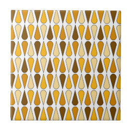 Azulejo Retro Midcentury Teardrops Ochre