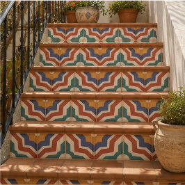 Azulejo Retro Mosaic Mid Century Geometric Mediterranean