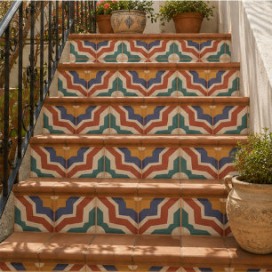 Azulejo Retro Mosaic Mid Century Geometric Mediterranean
