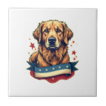 Azulejo Retro Patriotic Golden Retriever Engraving Tee 4<br><div class="desc">Retro Patriotic Golden Retriever Engraving Tee 4</div>