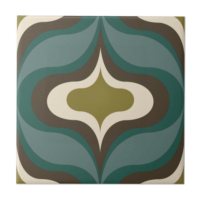 Azulejo Retro Pattern Brown Green (Frente)