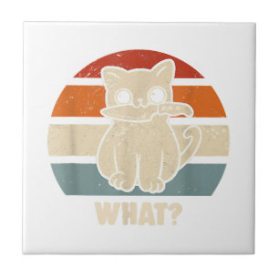 Azulejo Retro Qué Gato Cuchillo Maullido Gatito Gatos Dive