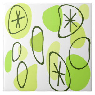 Azulejo Retro Resumen Art Rocks Chartreuse