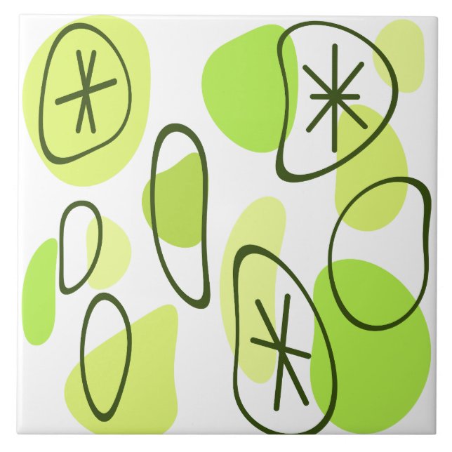 Azulejo Retro Resumen Art Rocks Chartreuse (Frente)