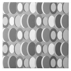 Azulejo Retro Resumen Círculos de Arte Gris