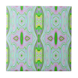 Azulejo Retro Resumen Rosa, Lime Green y Aqua Pattern
