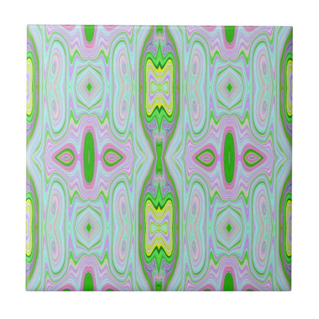 Azulejo Retro Resumen Rosa, Lime Green y Aqua Pattern (Frente)