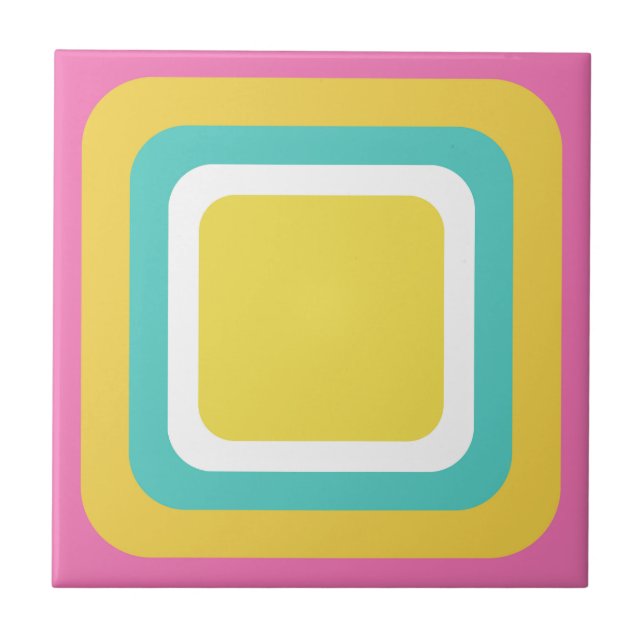 Azulejo Retro Rosa Amarillo Turquesa Blanco (Frente)