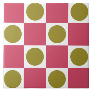 Azulejo Retro Rosa y Oliva Círculo Verificado