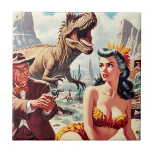 Azulejo Retro Sci-Fi Pin Up