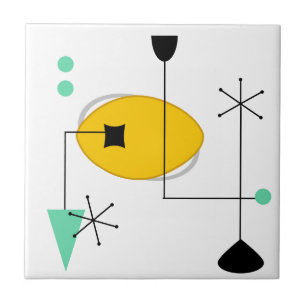 Azulejo retro simple amarillo azul moderno