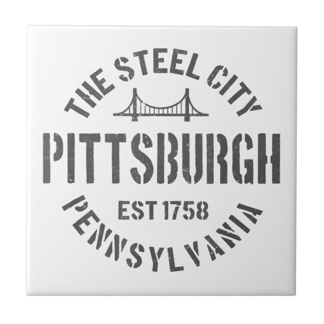 Azulejo Retro Steel City Pittsburgh Pennsylvania Yinz vint (Frente)