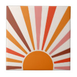 Azulejo Retro Sun Burst Naranja Sunset Rojo Amarillo Rosa<br><div class="desc">Diseño retro de rayos solares en tonos rosa cálido,  marrón y naranja. Rayos de sol naranja retro modernos,  arte abstracto geométrico mañana soleado.</div>