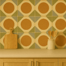 Azulejo Retro Sunburst Tile – Warm Geometric Design