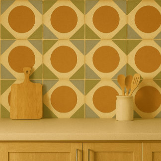 Azulejo Retro Sunburst Tile – Warm Geometric Design