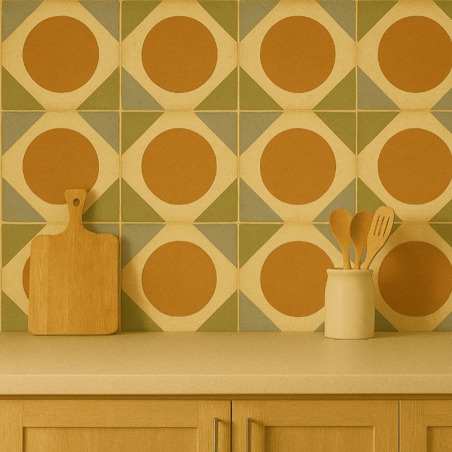 Azulejo Retro Sunburst Tile – Warm Geometric Design (Subido por el creador)