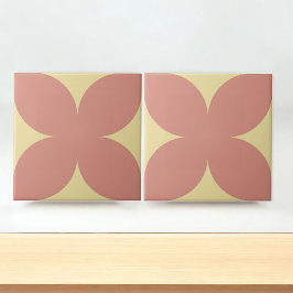 Azulejo Retro Terracotta Amarillo Floral Petal Mid Siglo