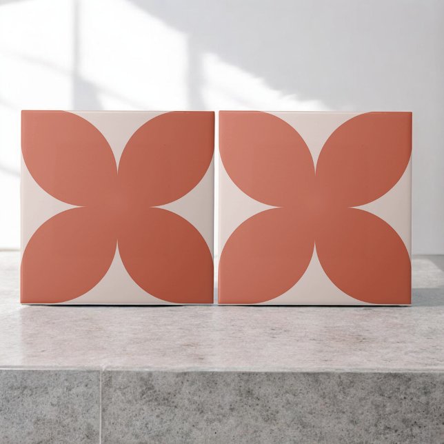 Azulejo Retro Terracotta Floral Petal Mid Century Moderno (Subido por el creador)