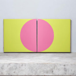 Azulejo Retro Verde Neon Medio Círculo Medio Mod Resumen