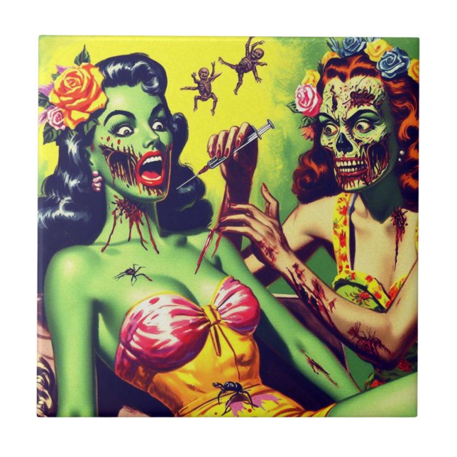 Azulejo Retro Zombie Pin-up (Frente)