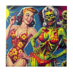 Azulejo Retro Zombie Pin-up