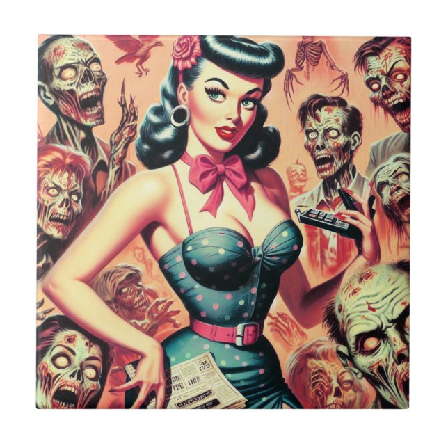 Azulejo Retro Zombies Pin-up (Frente)
