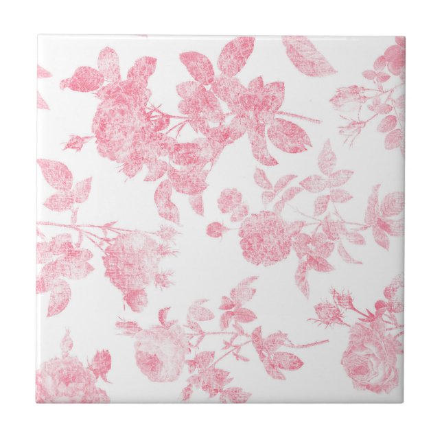 Azulejo Retroceso de impresión floral rosa (Frente)