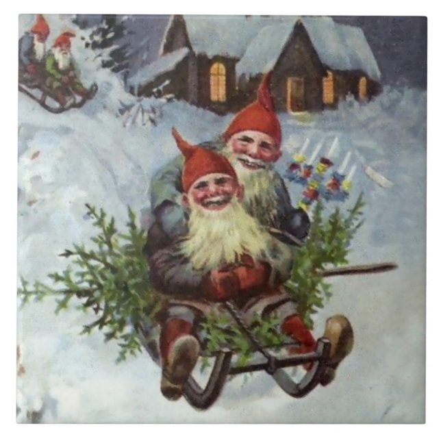 Azulejo "Reuniendo los Pinos Boughs" por Jenny Nystrom (Frente)