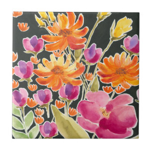Azulejo Reunión espléndida - Flores rosas y Naranjas
