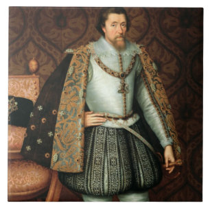 Azulejo Rey James I de Inglaterra (1566-1625) (aceite en